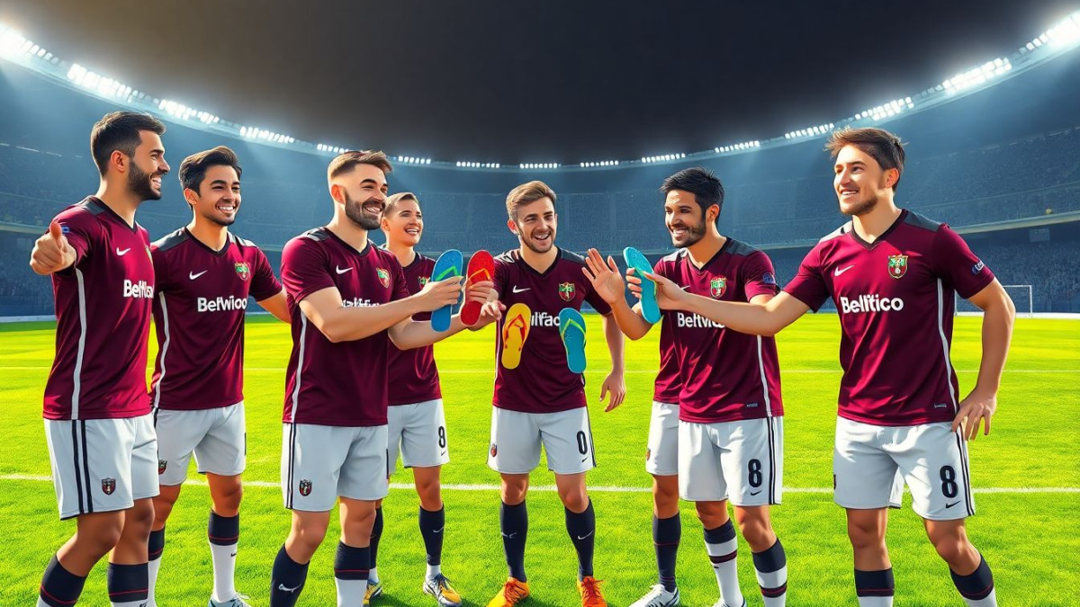 Les joueurs de Bordeaux reçoivent une paire de claquettes pour leur victoire