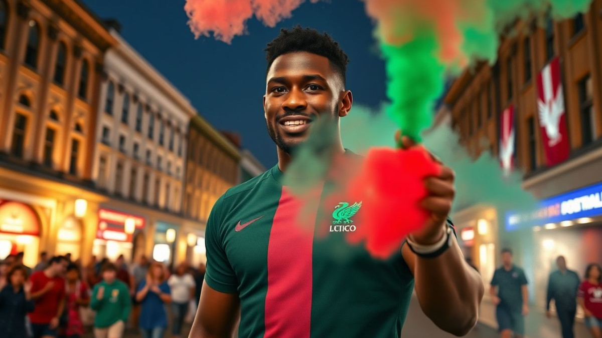 Sya Kolisi, champion du monde sud-africain, aperçu à Liverpool avec un fumigène pour célébrer le titre de champion d’Angleterre