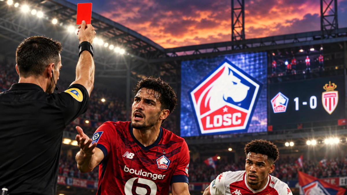 Lille mène mais joue à dix face à Monaco, qui pousse pour revenir