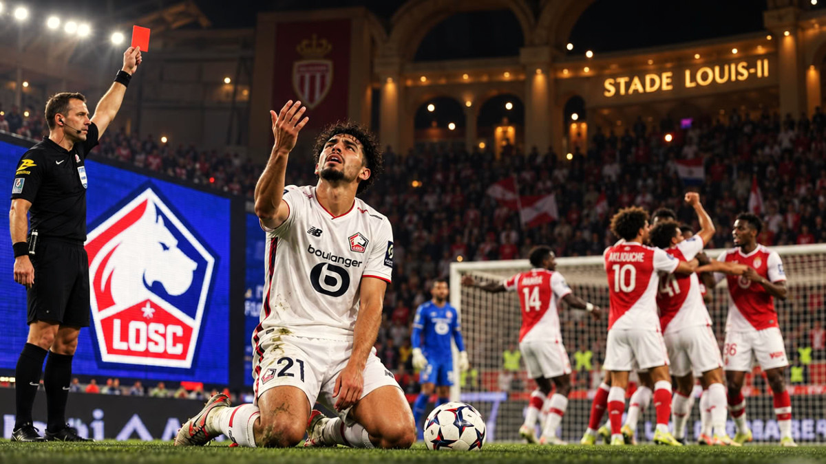 Monaco-Lille : réduits à dix, les Lillois sont rejoints au score