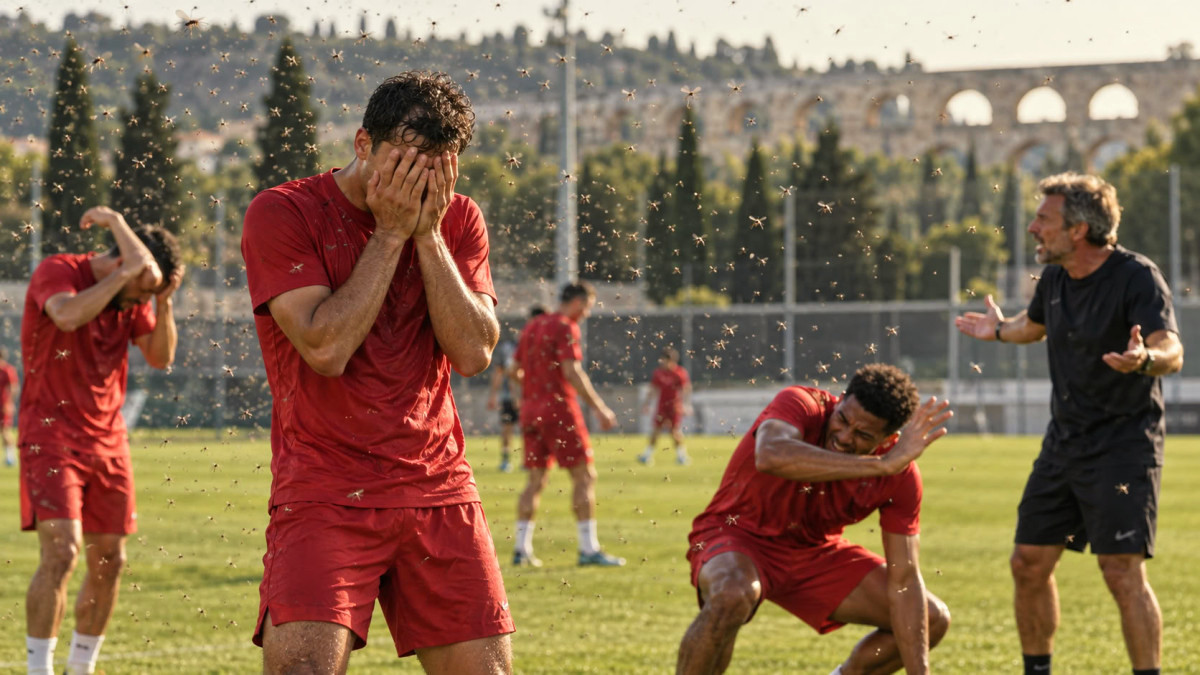À Nîmes, des centaines de moustiques envahissent le terrain et stoppent l’entraînement : » C’est surréaliste ! «